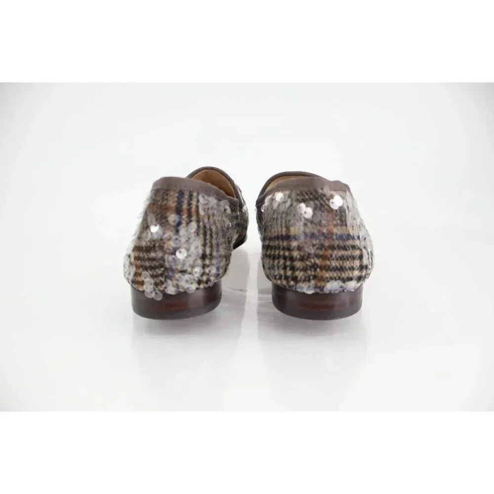 Sam Edelman Loraine Bit Loafer Shoe Grey Sequin Tweed Girls Size 4 Slip On